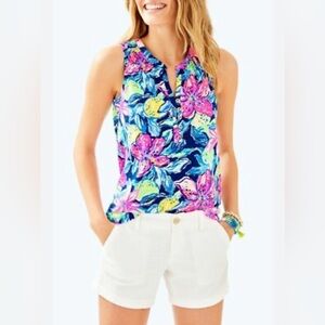 Lilly Pulitzer floral Essietank "Capri Soleil" pink blue yellow XL